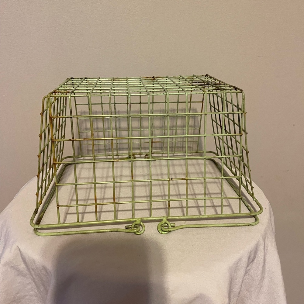 Wire Farm Egg Basket Vintage Storage Handles Rare Old Shopping Metal Oyster - Picture 7 of 7